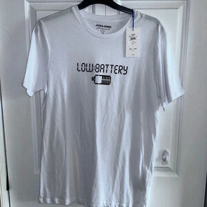 Jack & Jones Men tee shirt ,Large  .white ,graphic ,short sleeve NWT